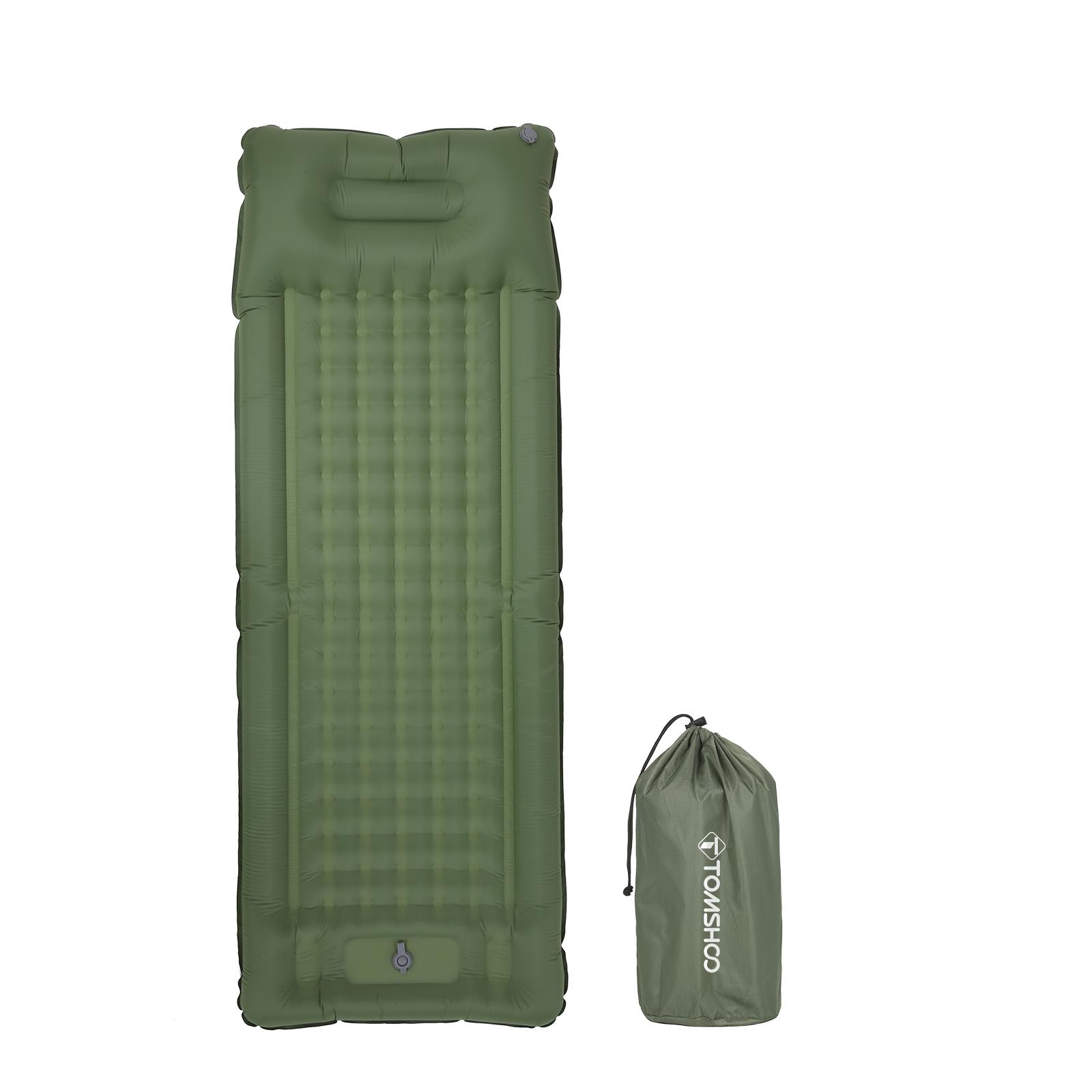 TOMSHOO Aufblasbare Isomatte, extra dick, 10,2 cm, Isomatte, Luftmatratze mit integrierter Pumpe armee grüne