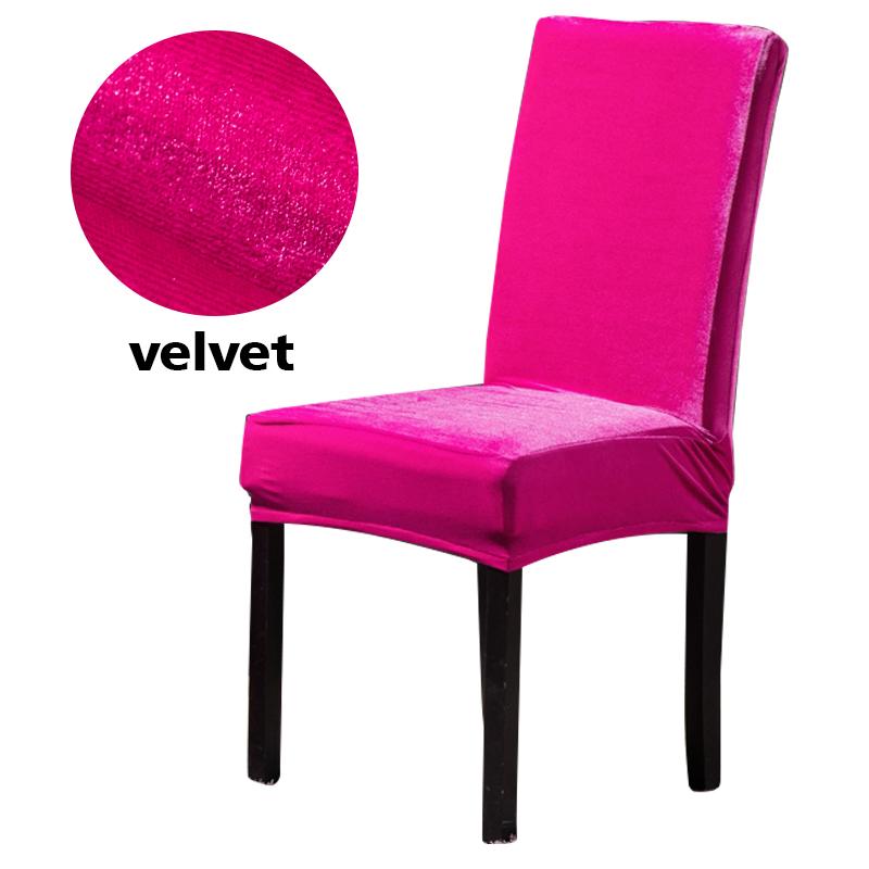 Stuhlhussen für Esszimmerstühle, samtig, weich, Stretch-Schonbezüge, staubdicht, Sitzbezug für Hochzeit, Hotel, Küche, Bankett, Wohnzimmer, abnehmbar Universal rose rot