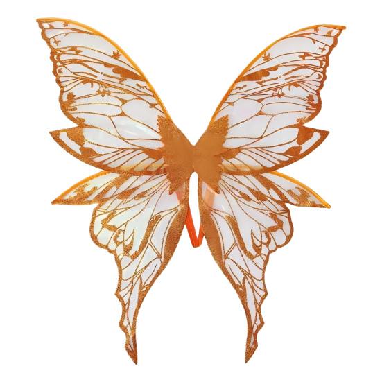 Feenflügel für Mädchen Frauen Organza Engelsflügel Halloween Schmetterling Cosplay Kostüm für Cosplay Party Accessoire orange