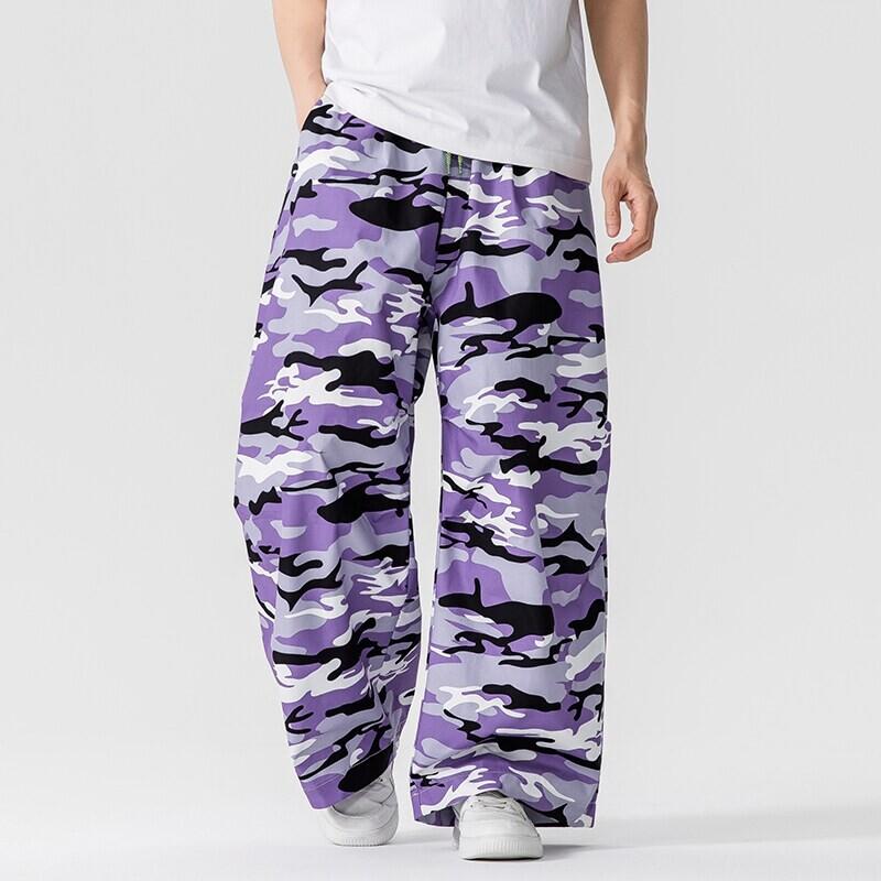 Herren Camouflage Cargohose Herren Streetwear Haremshose Locker Lässige Camo Hose Herren Weitbeinige Hose Männlich Harajuku Übergröße Hose L violett