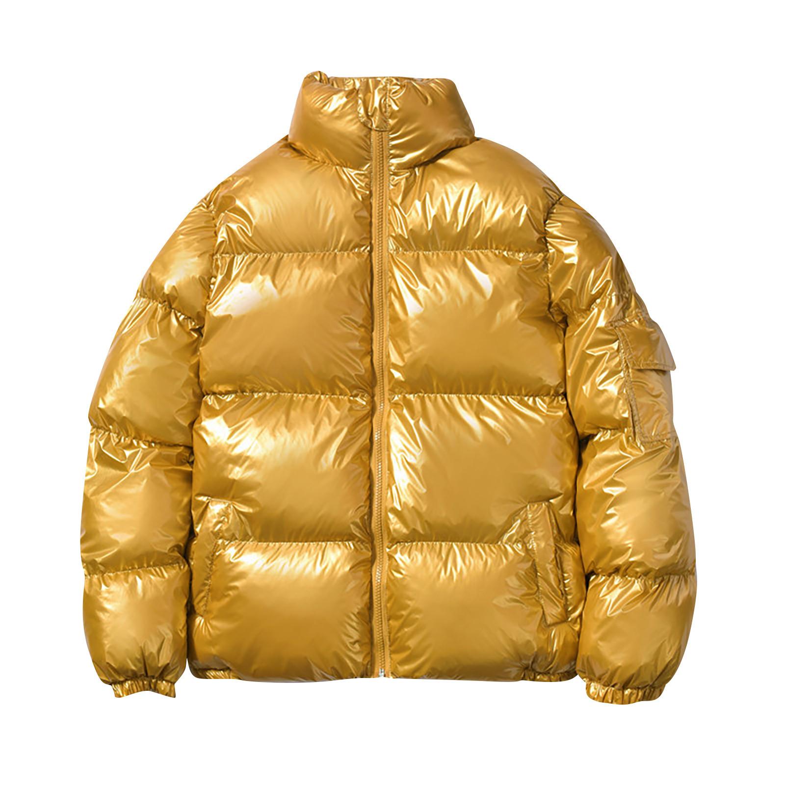 Herren-Daunenjacke, warme Baumwollkleidung, lockerer Mantel, Brotanzug, verdickender warmer Mantel XL gold