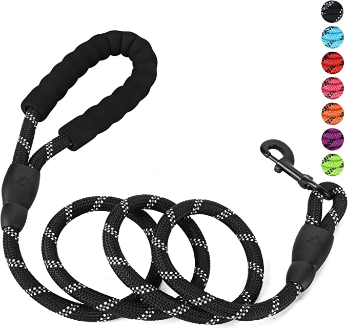 Robuste Hundeleine aus Nylon, Haustierleinen mit bequemem, gepolstertem Griff, reflektierend, für kleine, mittelgroße und große Hunde, Zugleine, Schleppleine, Labrador 0.8cm 200cm