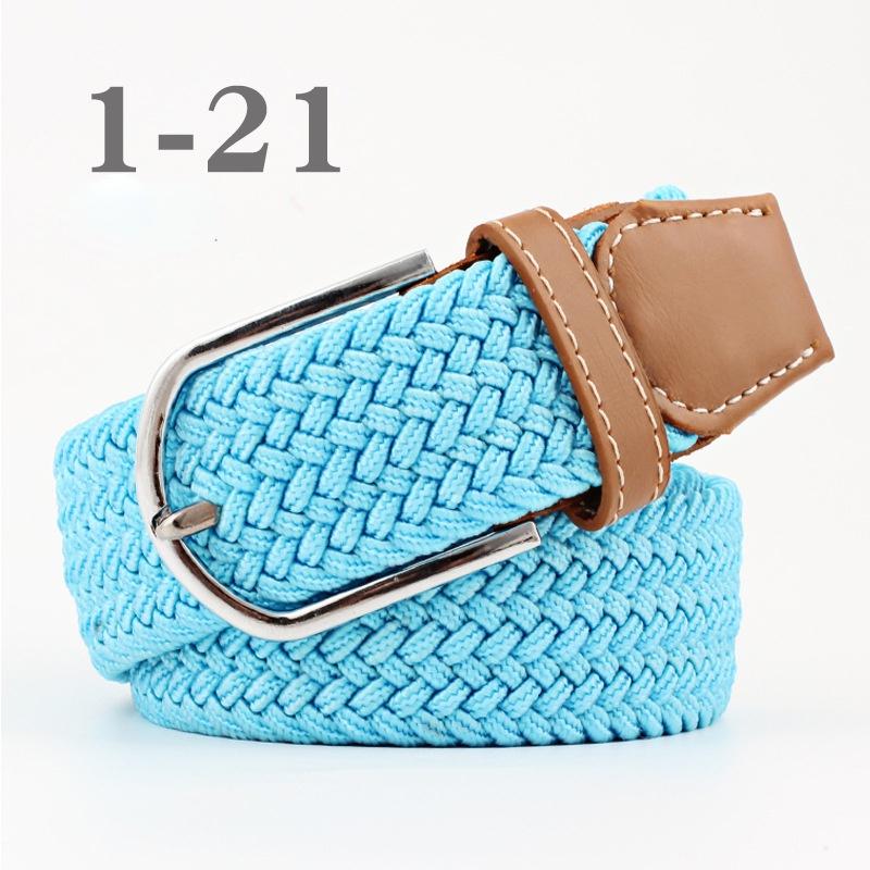 2024 neue Mode Hohe Qualität Explosive frauen Leinwand Gürtel männer Elastische Gürtel Casual Stretch Woven Pin Schnalle Gürtel hellblaue