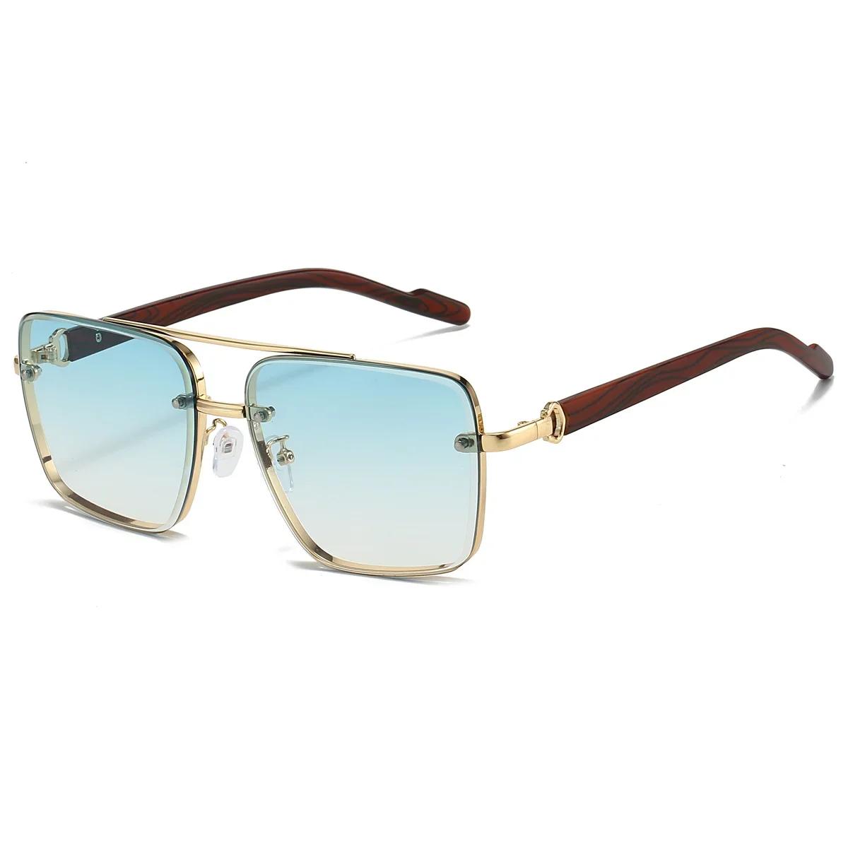 2025 Neue Herren Outdoor Fahr-Reise Strand Sonnenbrille Retro Quadratisch Groß Metallrahmen Damen Mode Trend Sonnenbrille golden frame