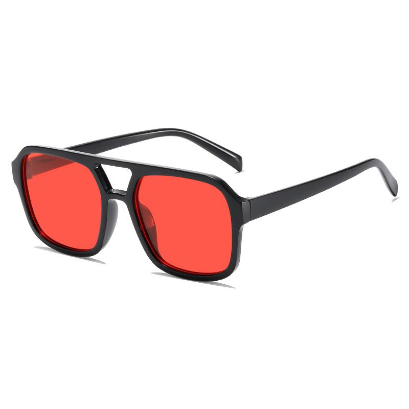Neue PC-Rahmen Runde Sonnenbrille Damen Herren Vintage Marke Quadratische Sonnenbrille für Herren Farbverlauf Damenbrille Blendschutz-Sonnenbrille MULTI rot