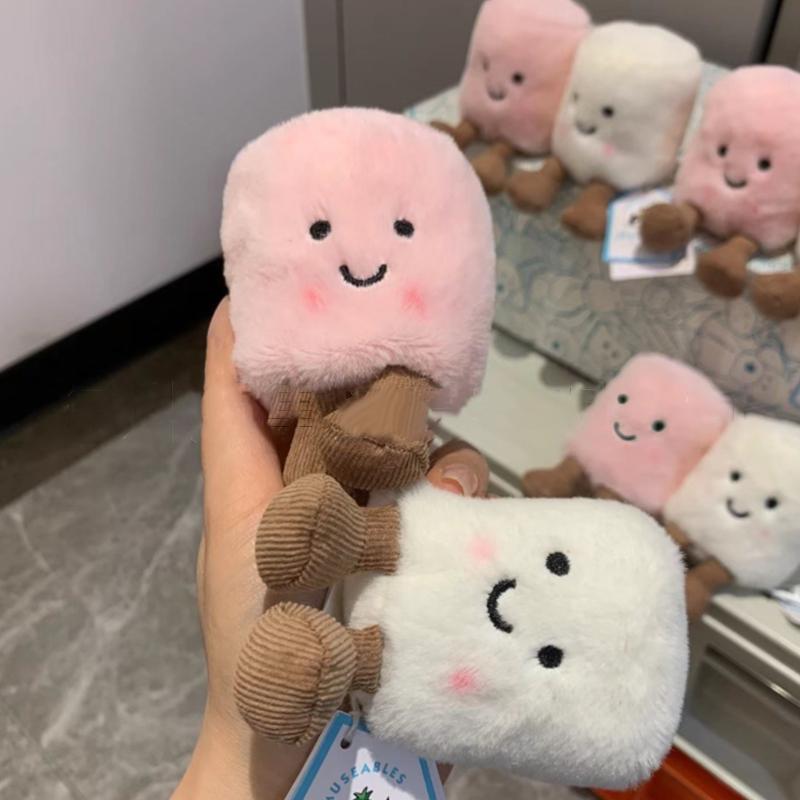 Jelly Cat Fun Marshmallow Schlüsselanhänger Zuckerwatte Zweifarbig Niedlich Weich Zweifarbiger Schlüsselanhänger Tasche Plüschpuppe Autoanhänger Weihnachtsgeschenke