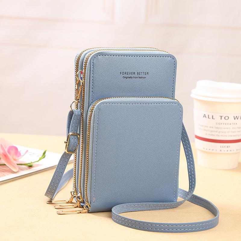Handy-Geldbörse, kleine Umhängetasche, Handytasche, modisch, für den täglichen Gebrauch, Kartenhalter, Mini-Umhängetasche für Damen blau