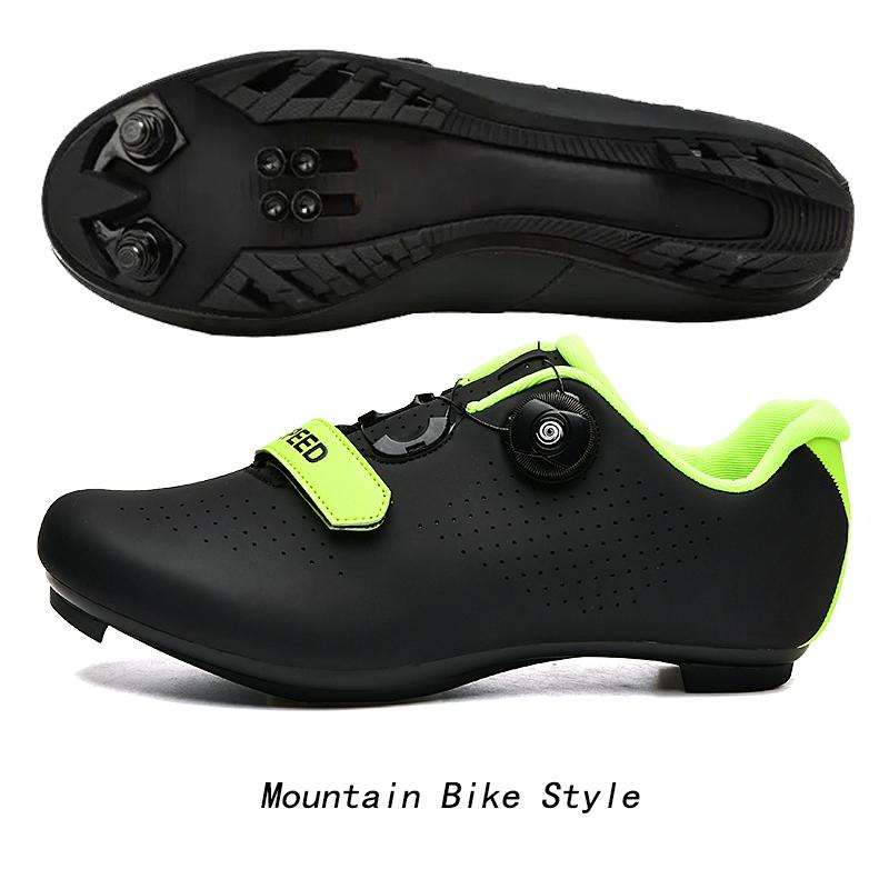 Neu Road Lock Schuhe Radfahren Schuhe Männer Und Frauen Berg Lock Schuhe Fahrrad Schuhe Outdoor Power 44 elektro grün/schwarz