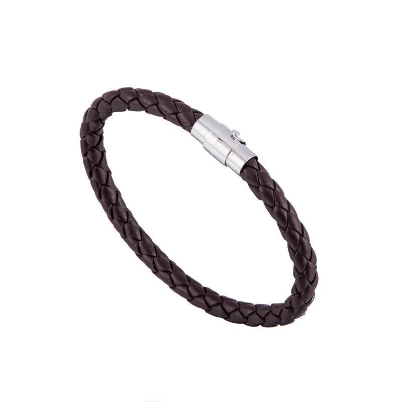 Lederseil gewebtes Armband Leder Paar Armband Unisex Damen Herren geflochtenes Leder Stahl Magnetverschluss Armband handgefertigt tiefen kaffee