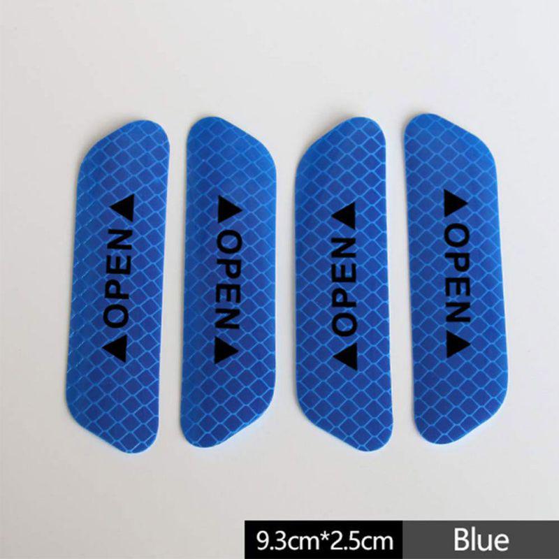 4 Teile/satz Auto OFFEN Reflektierende Warnband Mark Reflektierende Offen Hinweis Nacht Fahren Sicherheit Beleuchtung blau
