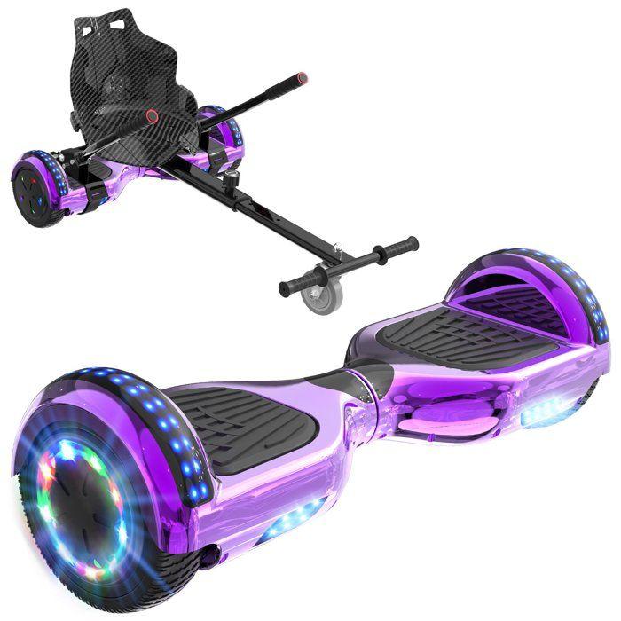 RCB Hoverboard + Kart 2-in-1 6,5 Zoll Bluetooth und LED – Verstellbares Karting – lila/schwarz – Ideales Geschenk für Kinder