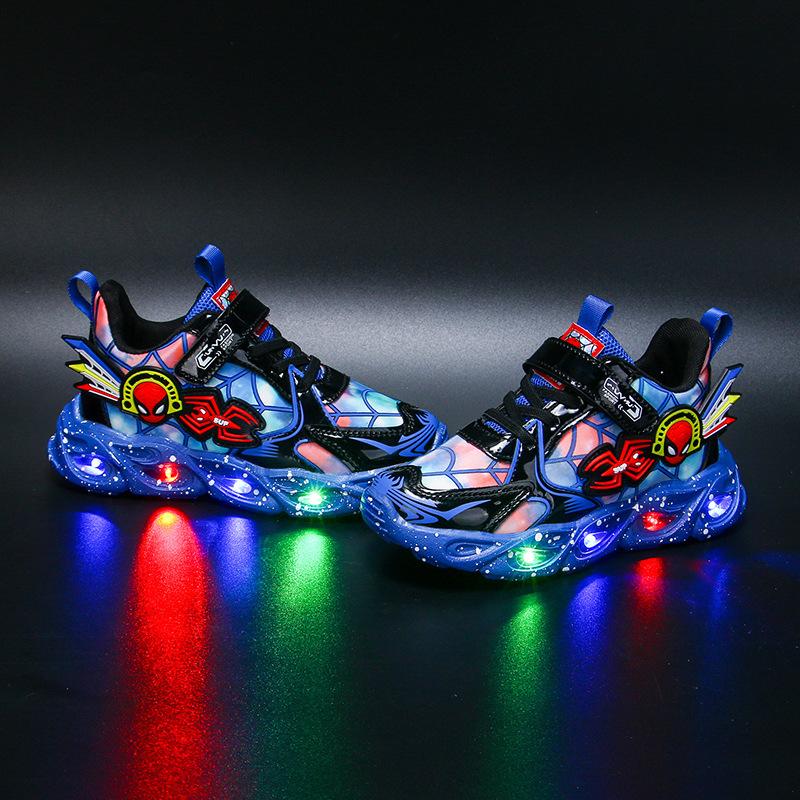 2024 Kindermode LED-Licht-Sportschuhe Lässige atmungsaktive Turnschuhe mit weichem Boden 25 blau