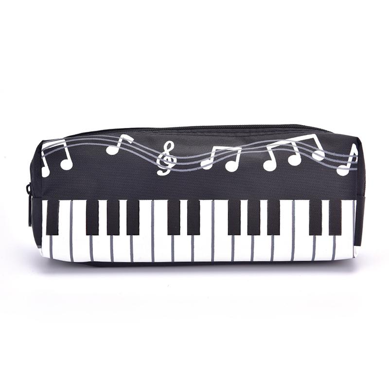 Musiknoten, Klaviertastatur, Federmäppchen, Stifttaschen, großes Fassungsvermögen, Schreibwaren, Büro schwarz