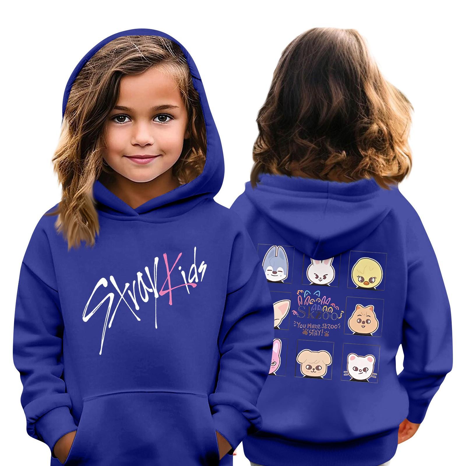 Kindermode Casual Top Stray Kids Korean Combo Printed Pullover Sweatshirt 150 dunkelblaue