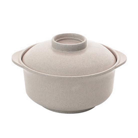 Sichere Instant-Nudelschüssel, hitzebeständig, leicht zu reinigen, unzerbrechlich, leichte Schüssel mit Griff für Nudeln beige