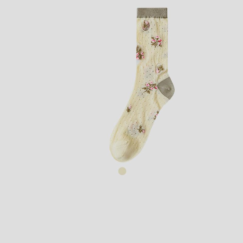 Neue Sommer Mode Frau Socken Sommer Ultra-dünne Transparente Blume Kristall Seide Socken Frauen Harajuku Vintage Spitze Rüschen Socken