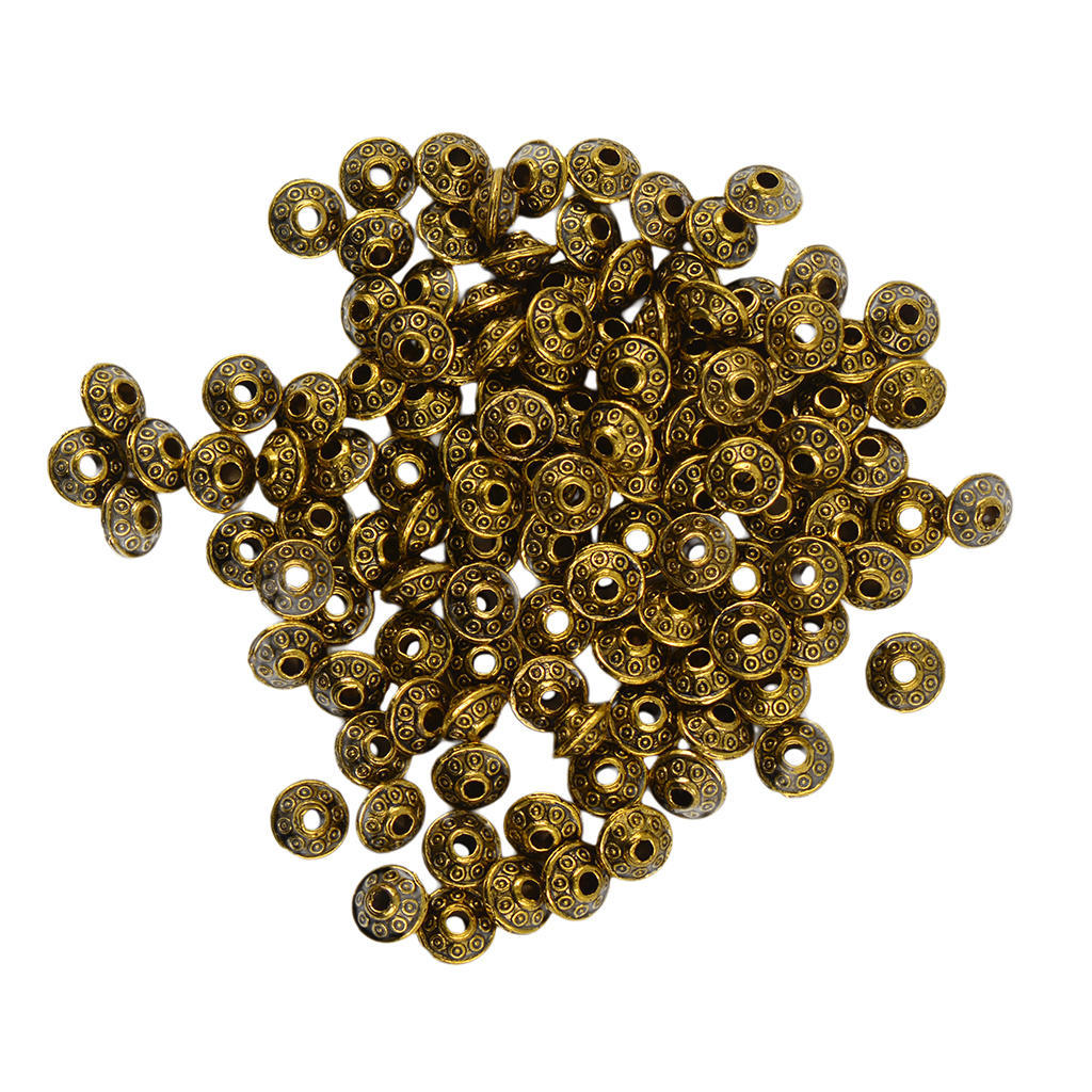 100 Stück Vintage Muster Spacer Perlen Kegel lose Perlen Schmuck DIY Herstellung 0.26x0.16inch gold