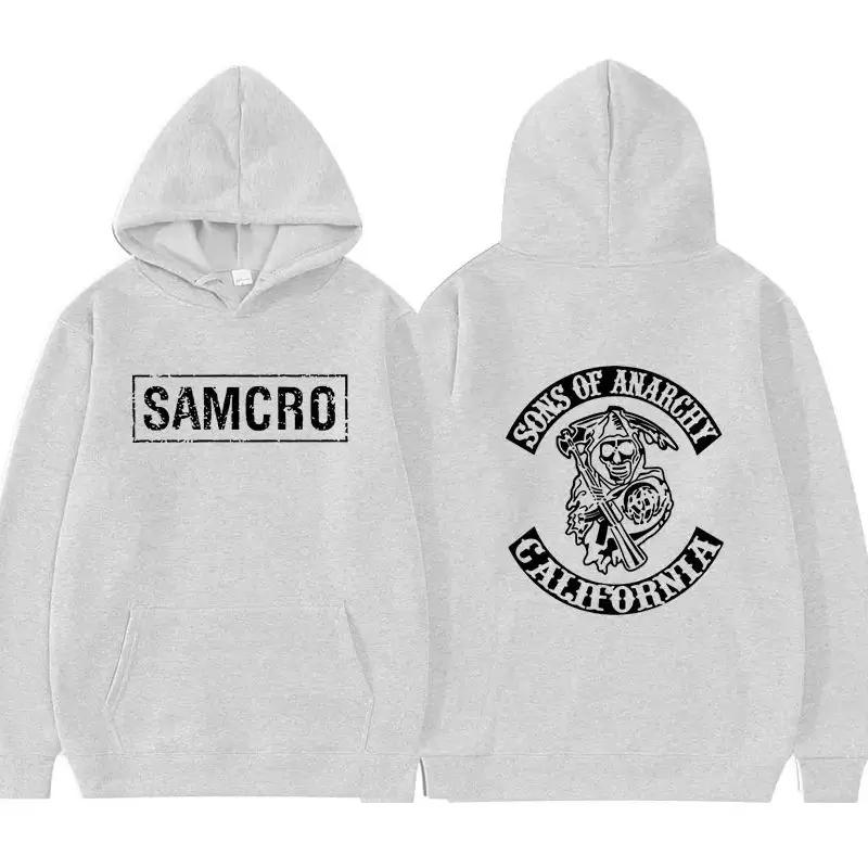 Sons of Anarchy SAMCRO Doppelseitiger Druck Streetwear Männer Frauen Harajuku Marke Design Hoodie Herren Übergroße Pullover Sweatshirt S weiß