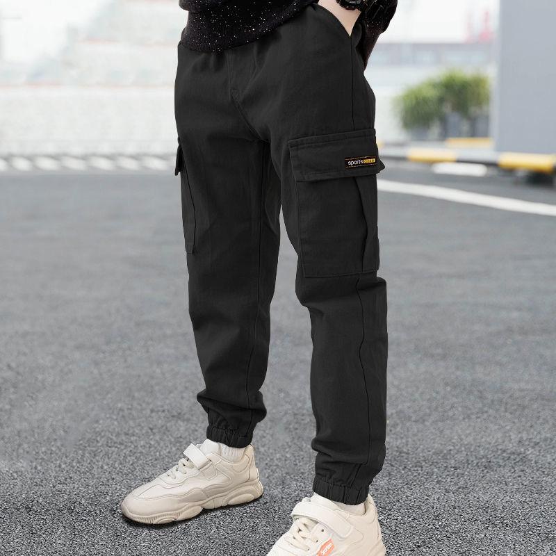 Frühling Herbst Jungen Hosen Casual Lange Stil Hosen für Kinder Teenager Kinder Lose und Lässige Sport Outdoor Hosen 140cm schwarz