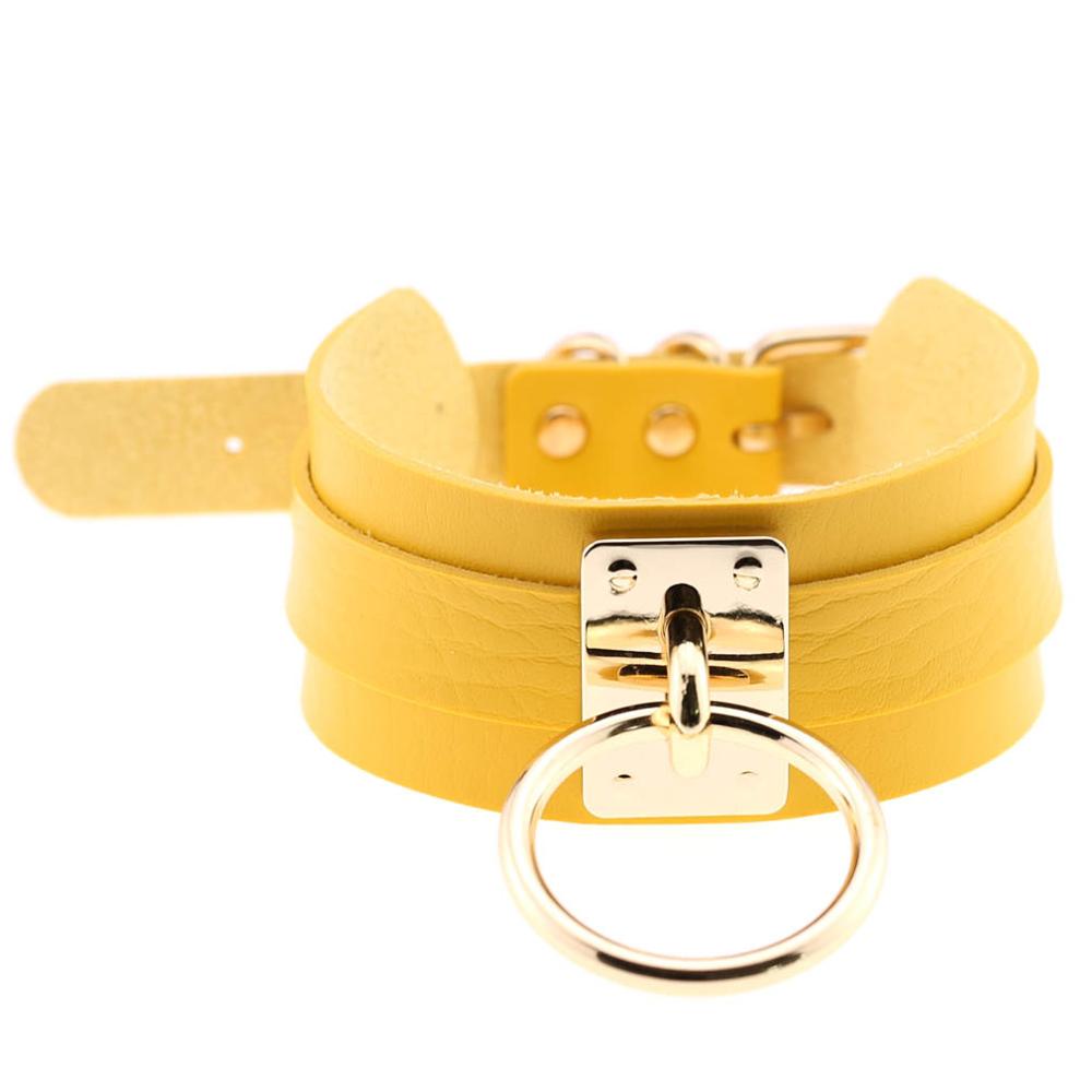 Sexy Leder Choker Halskette Damen Harajuku Kawaii Goldfarbe Metall Mode Türkischer Schmuck Punk Gothic Halskette Für Mädchen beige