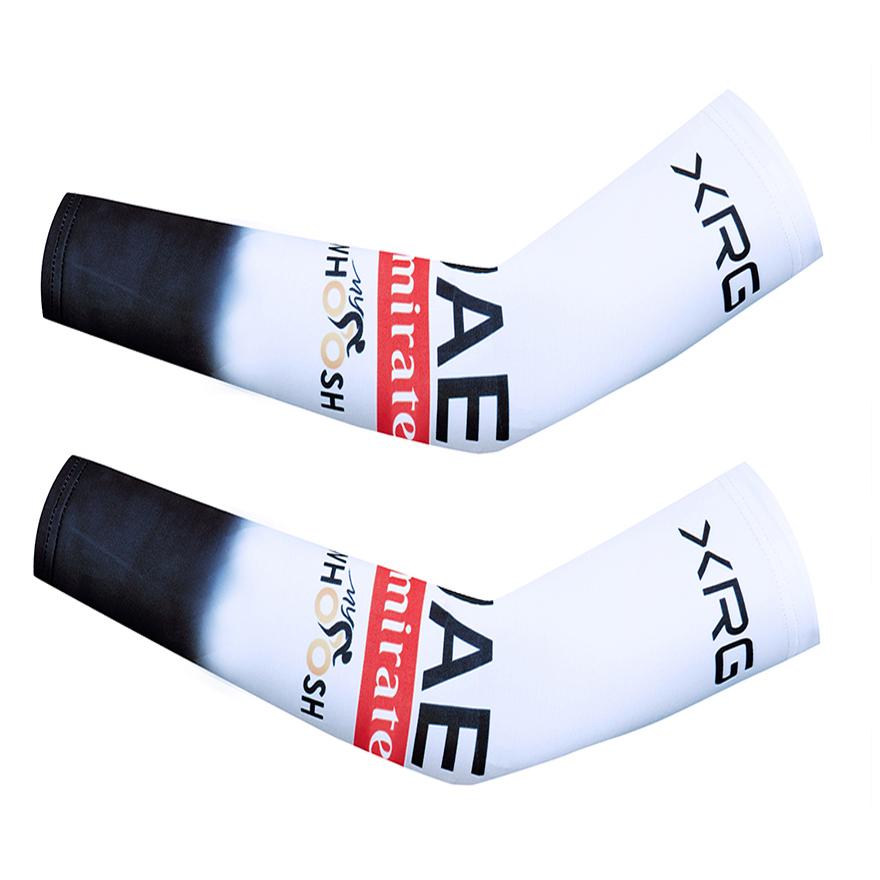 Alpecin Schwarze Radsport-Armlinge Herren UAE Team Quick Step Sonnenschutz Ciclismo Armschutz Anti-Rutsch Fahrradzubehör Ärmel M elfenbein