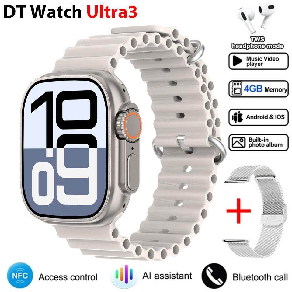 DT Ultra 3 Smartwatch Amoled Bildschirm 4GB MP3 MP4 Player Bluetooth Netzwerkfreigabe APP Store ChatGPT Smart AI Uhr Mann Sportuhr Mesh tape silber