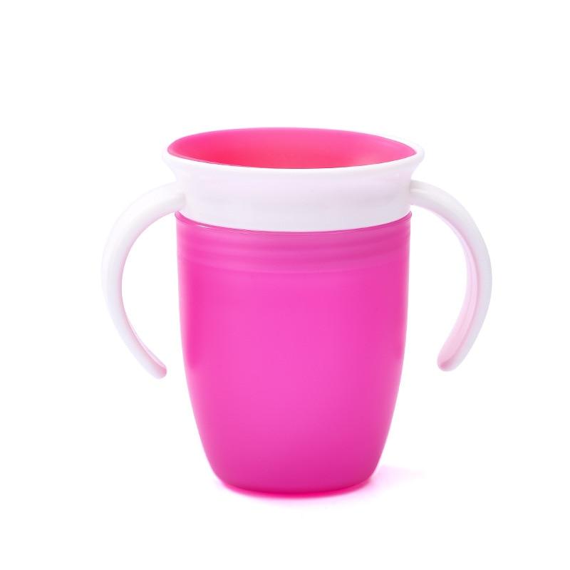 1PC 360 Baby Tassen Können Gedreht Werden Magie Tasse Baby Lernen Trinkbecher Dicht Kind Wasser Tasse Flasche 240ML Copos rosa