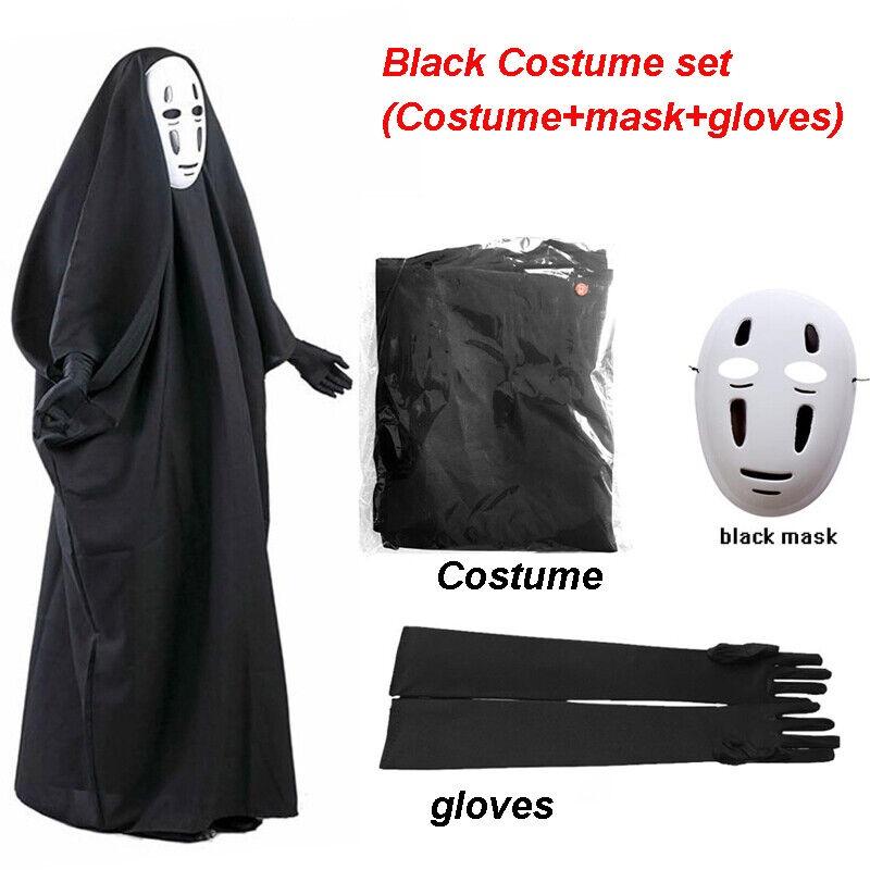 Halloween Anime Cartoon Kaonashi Chihiros No Face Man Cosplay Kostüm Maske Handschuhe Gesichtslosen Set Party Performance Kostüm M