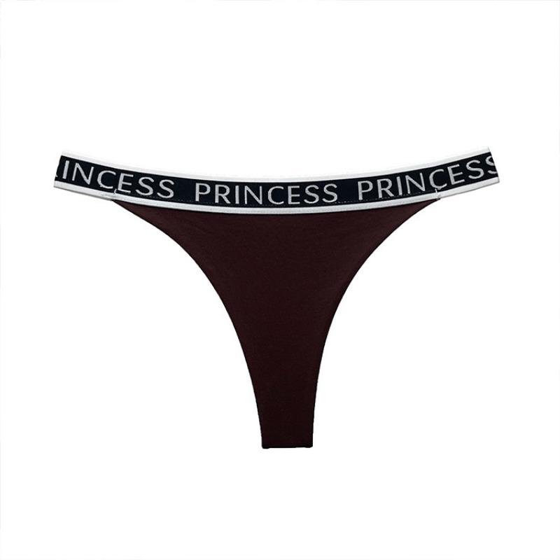 Damen Frühling und Sommer Buchstaben Sportlich Sexy Hot Rein Weich Fitness Bequem Tanga Unterwäsche M kaffeebraun