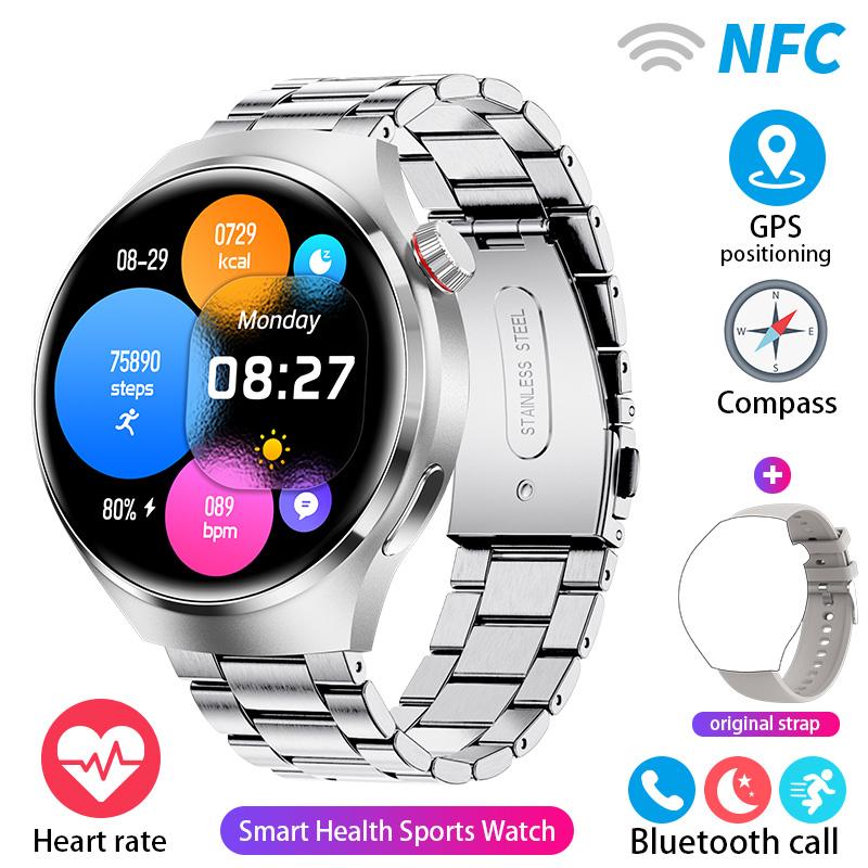 2024 Neue GT4 Pro Smartwatch Herren GPS-Trajektorie NFC AMOLED 360*360 HD-Bildschirm Kabelloser Anruf IP67 Wasserdicht SmartWatch
