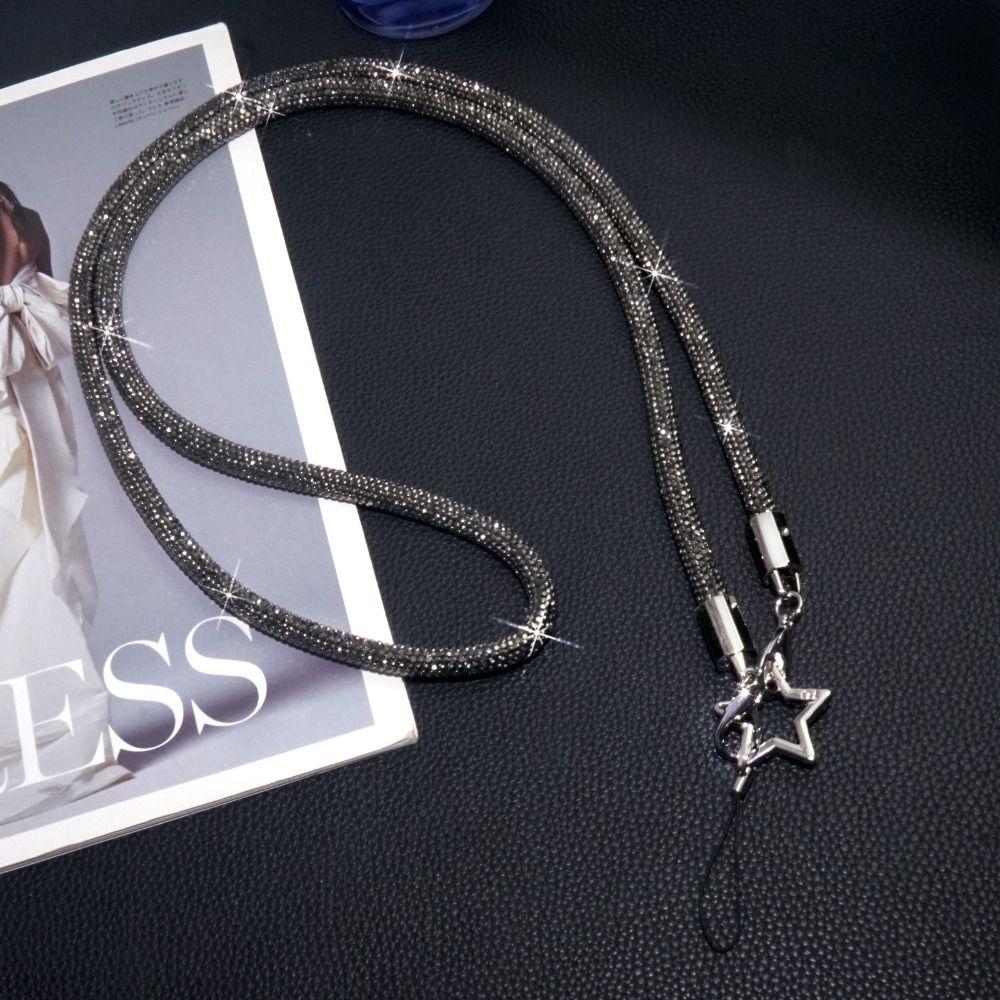 Helles Strass-Telefon-Lanyard, Kristall-Hängekordel, luxuriöses Telefon-Handgelenk-Seil, Telefon-Zubehör grey 70cm