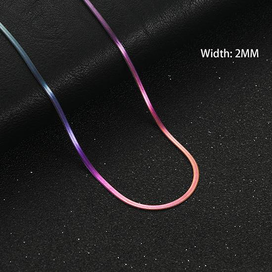 Neue Mode 2/3/4/5mm Breite Damen Edelstahl Flachgliederkette Halskette für Herren Trendige Accessoires Hals Choker Schmuck Geschenk 41cm 16 inch