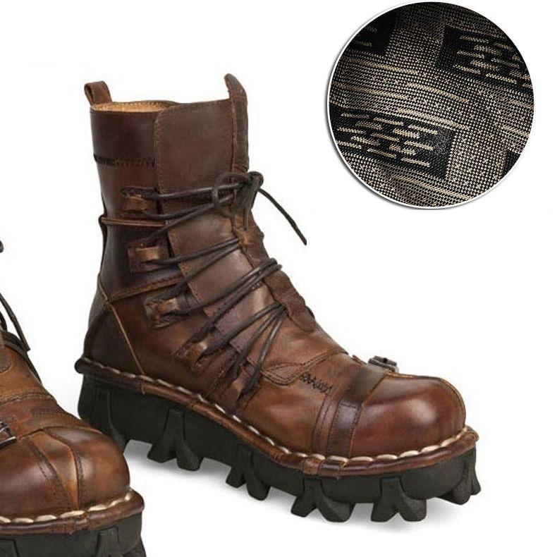 Männer Echtes Leder Motorrad Stiefel Wüste Taktische Stiefel Stiefeletten Winter Schuhe Militär Kampf Stiefel Schädel Punk Stiefel 45 braun