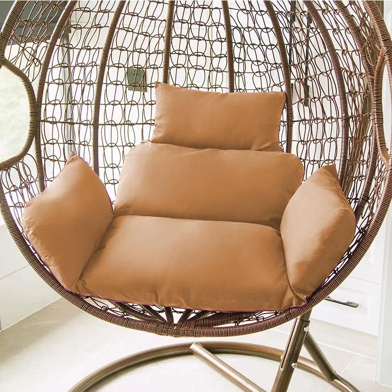 Hängesessel Hohe Qualität Rattan Eiersessel Gartenmöbel Hof Weiden Schaukelstuhl Kissen für Zuhause Terrasse Garten Liegestuhl 54X35cm kamelfarben