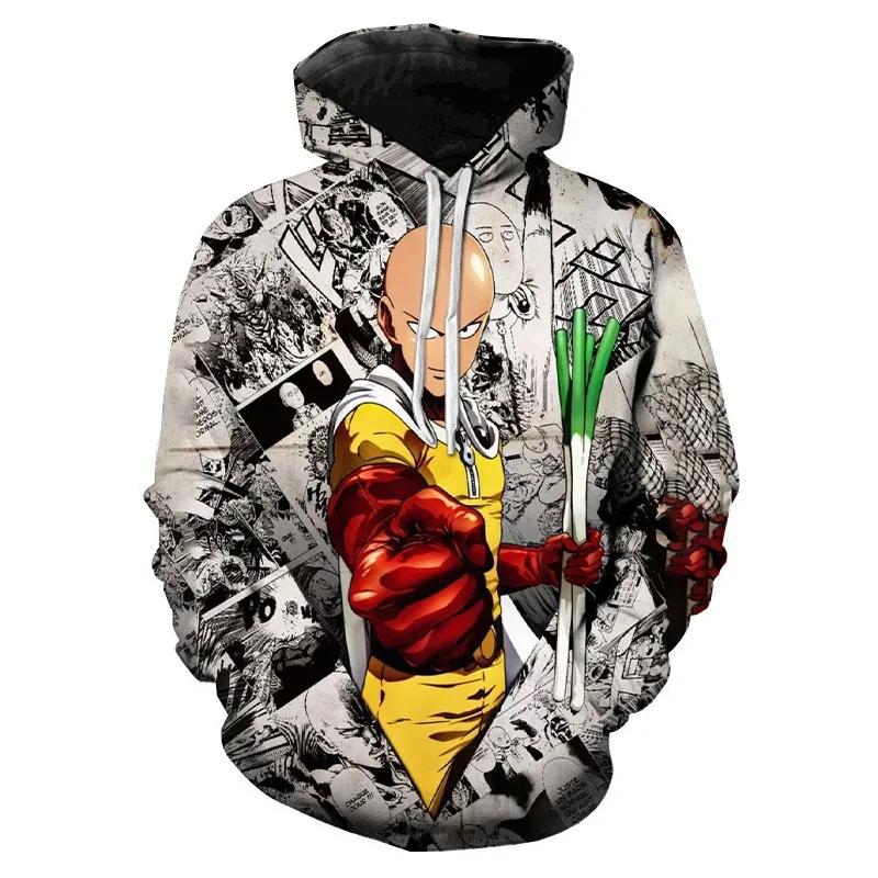 One Punch 3D Druck Hoodies Herren Damen Lässige Mode Übergroße Hoodie Pullover Kapuzen-Sweatshirts Trainingsanzug Mäntel Kinderbekleidung S gray