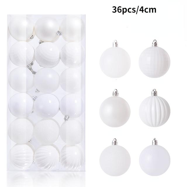 1Box ​​24/36 stücke Weihnachten Ball Weihnachten Baum Ornament Hause Weihnachten Hängen Anhänger Neue Jahr Party Dekoration Geschenk Navidad 2024 36pcs/4cm weiß