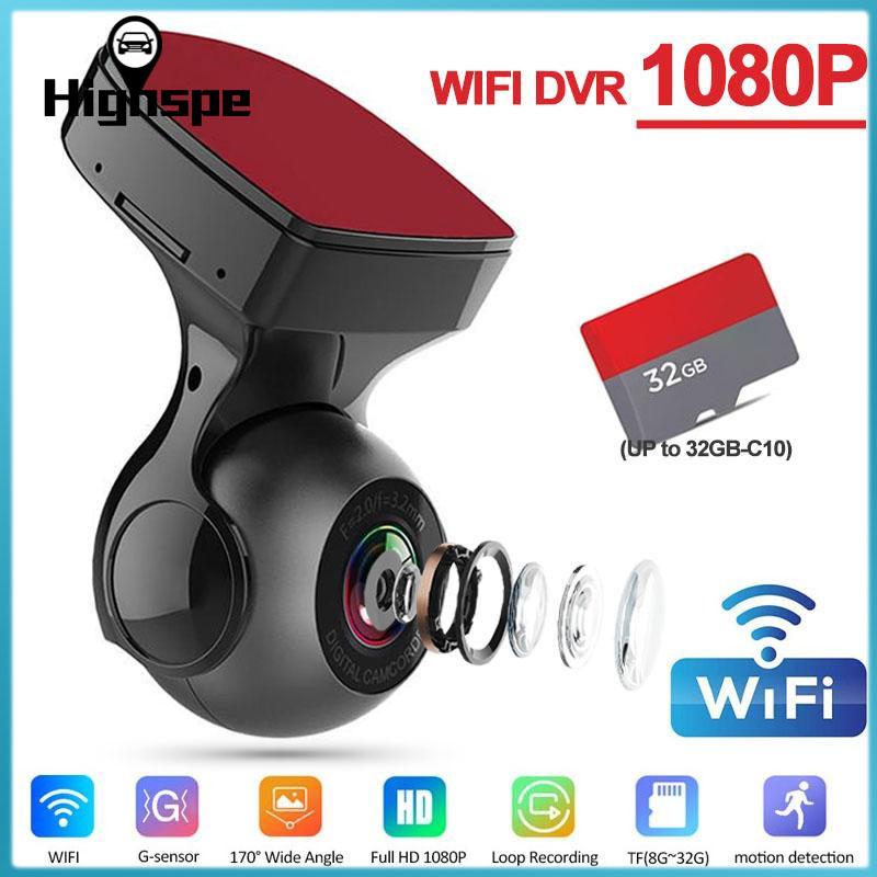 Auto-WIFI-Fahrrekorder 1080P Einzelobjektiv-Nachtsicht-Videoregistratoren unterstützen G-Sensor, Loop-Video, mobile Überwachung, Parküberwachung WIFI version +32G TF Card schwarz