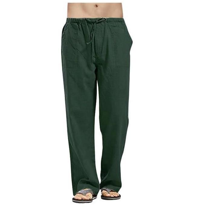 Sommer Leinen Breite Männer Hosen Koreanische Hosen Oversize Bettwäsche Streetwear Männlichen Frühjahr Yoga Hosen Casual Männer Kleidung Jogginghose XXXXXL dunkelgrüne