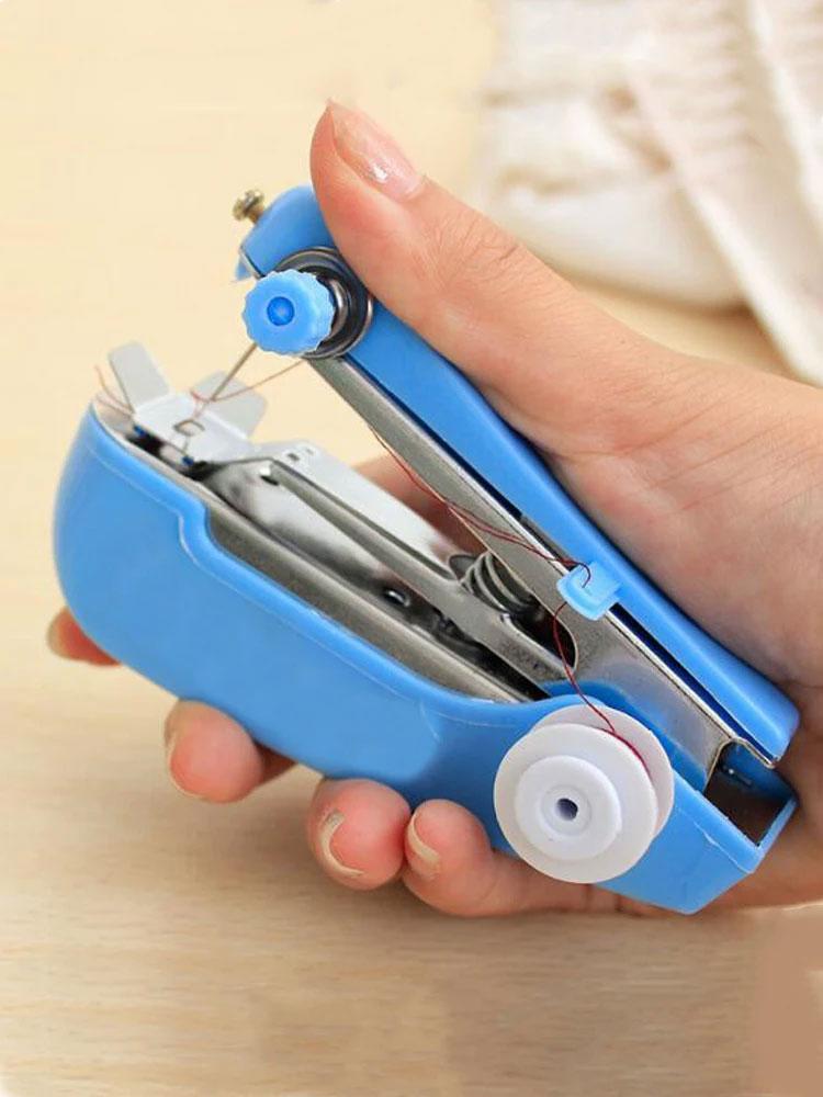 Hause Handheld Nähmaschine Protable Outdoor Reise Kleidung Stoffe DIY Stitchin Nähen Werkzeug Mini Manuelle Stich Hand Maschine gray