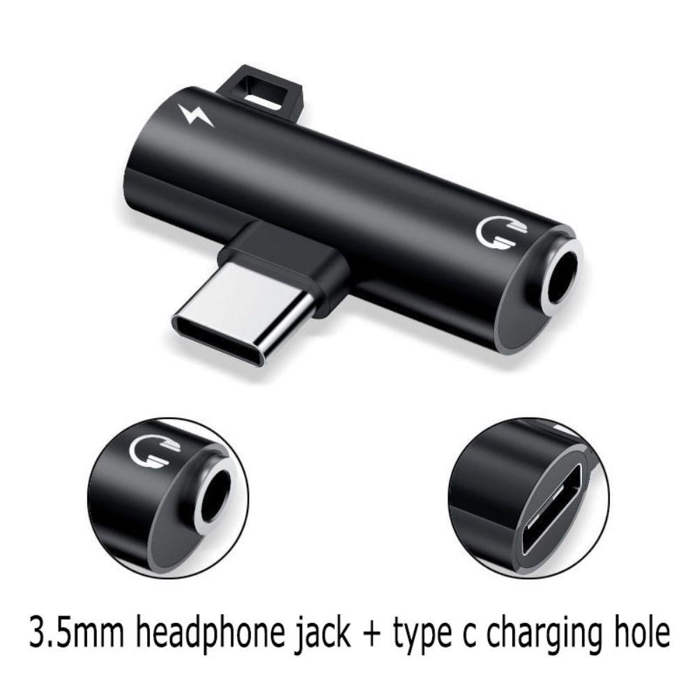 2 in 1 Typ-C auf 3,5mm Jack Adapter Legierung USB Typ-C auf 3,5mm Jack Splitter für Huawei/Xiaomi/OPPO schwarz