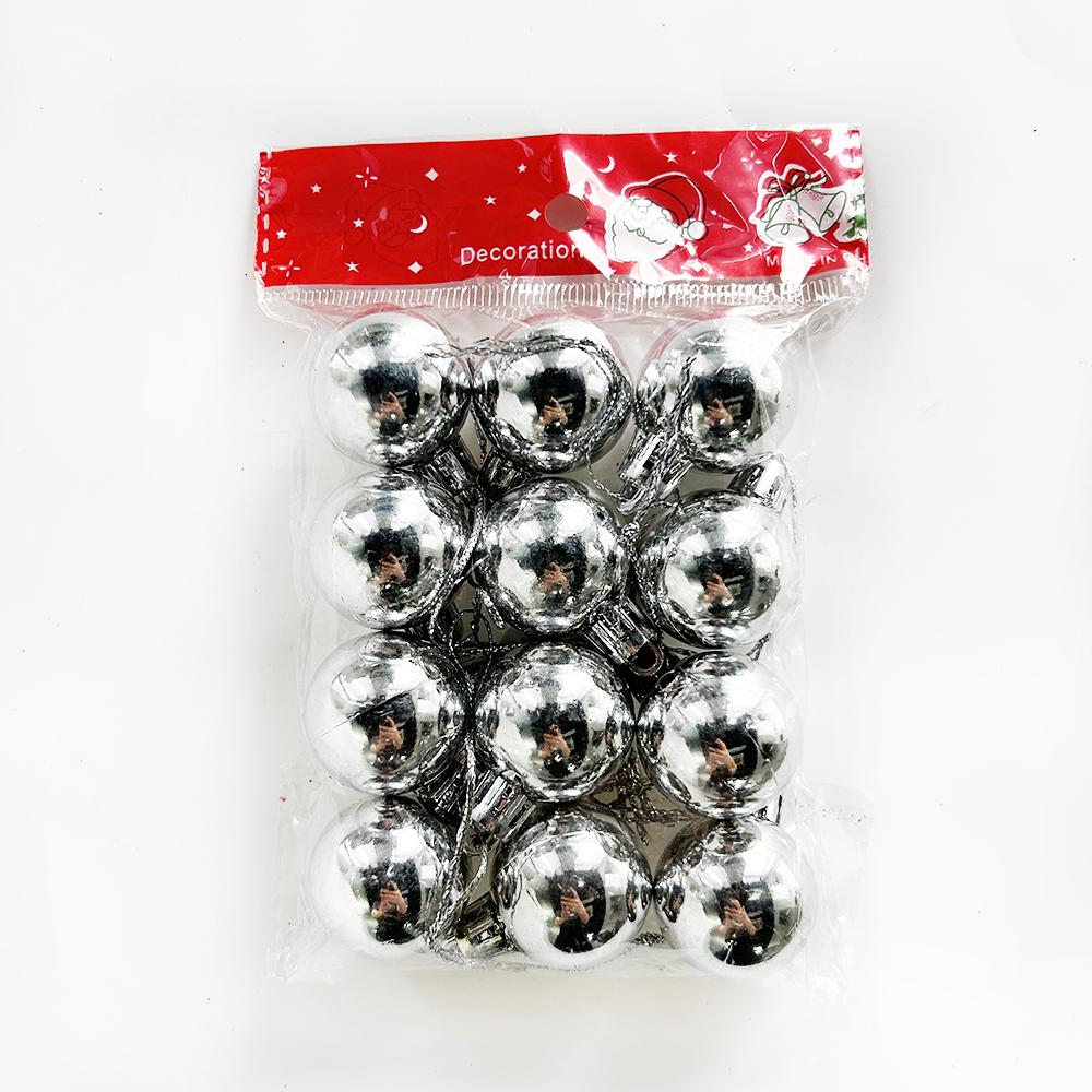 12 Stück Mini Weihnachtskugeln Weihnachtsbaum Hängeornament Kunststoff Rot Grün Gold Kugel Anhänger Weihnachtsdekoration 2024 Navidad silber