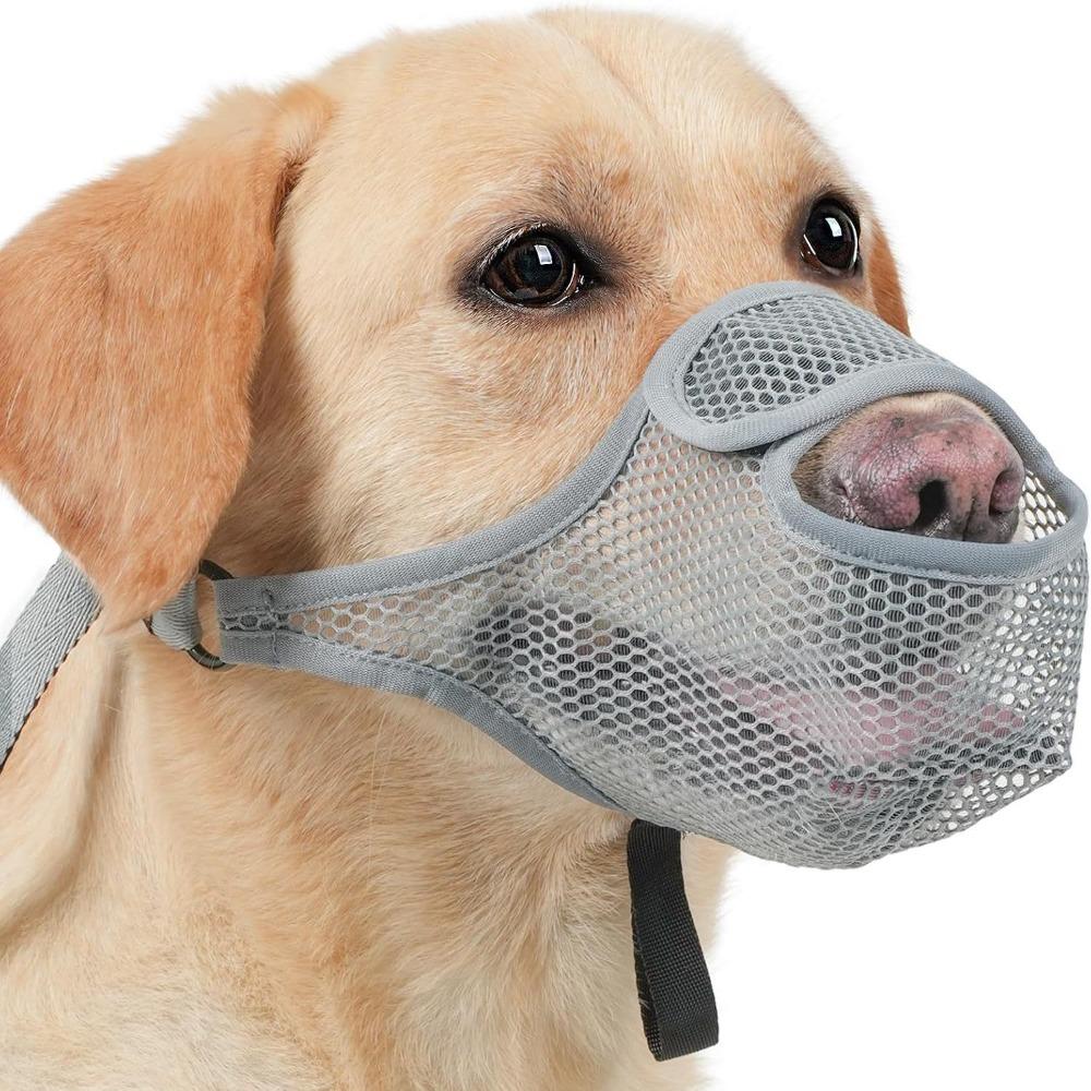 Verstellbarer Riemen Hunde Maulschutz Anti-Biss Haustier Maulmaske Strapazierfähiger Netz Maulkorb für Hunde Familiengebrauch XL grau