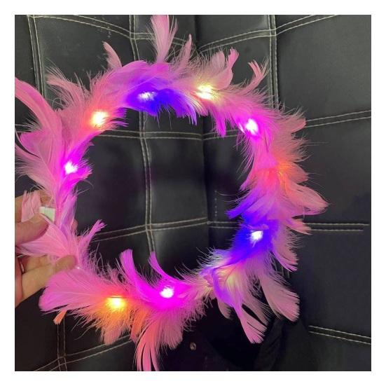 LED-Kranz, Nachahmung von Gänsefedern, Dekor, bunt, leuchtend, leicht, Winkelkrone, Stirnband, Frauen, Kopfschmuck, Hochzeit, Weihnachtsfeier, Geschenk, Foto-Requisite