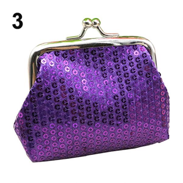 Neue Damen-Geldbörse mit Pailletten, Bling-Bling-Clutch, glitzernde Mini-Geldbörse mit praktischer Schnalle one size violett