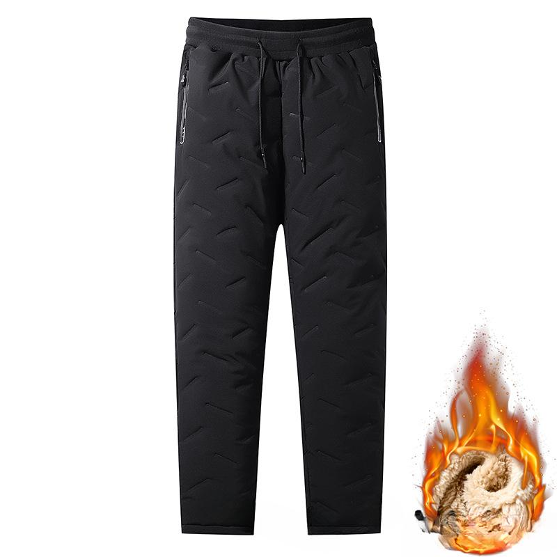 Herren Winter Fleece Dicke Lammwolle Warme Jogginghose Lässig Wasserdicht Große Größe 7XL Wollhose Männlich Schwarz Grau Jogginghose 6XL schwarz
