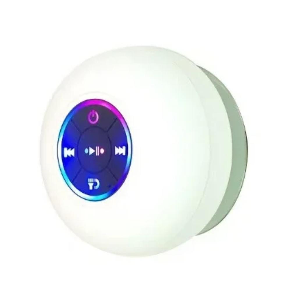 Tragbarer Drahtloser Bluetooth 5.0 Lautsprecher LED IPX4 Wasserdicht Lautsprecher Outdoor Badezimmer Großer Saugnapf Mini Stereo Soundbox weiß