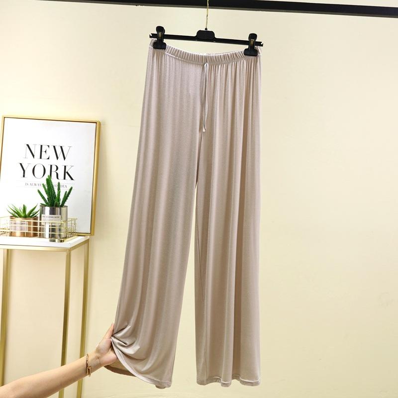 Übergröße M bis 6XL U-Ausschnitt Damen Hose mit weitem Bein hoher Bund Locker Lange Hose einfarbig Lässige drapierte Hose Alleskönner 3XL beige