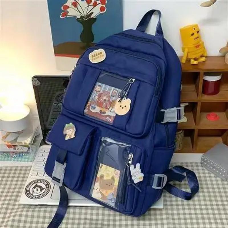 Leinwand Schulranzen für Teenager Mädchen Jungen Rucksack Frauen Laptop Rucksack Schule Taschen für Jungen Reise With Accessories blau
