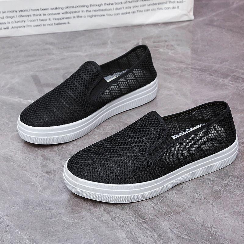Hohl Atmungsaktive Frauen Net Schuhe Tuch Mesh Schuhe Neue Dicken sohlen Frauen Schuhe Casual Rindfleisch Sehne Schuhe Im Sommer 40