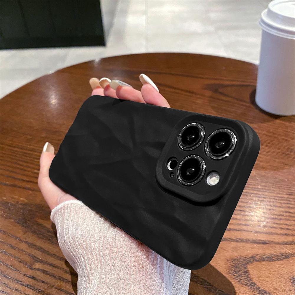 Für iPhone 15 14 13 12 Mini 11 Pro XS Max X XR SE 7 8 Eiscreme Frosted Wrinkled Soft Phone Case Schutzhülle aus weicher Rückseite iPhone11 schwarz